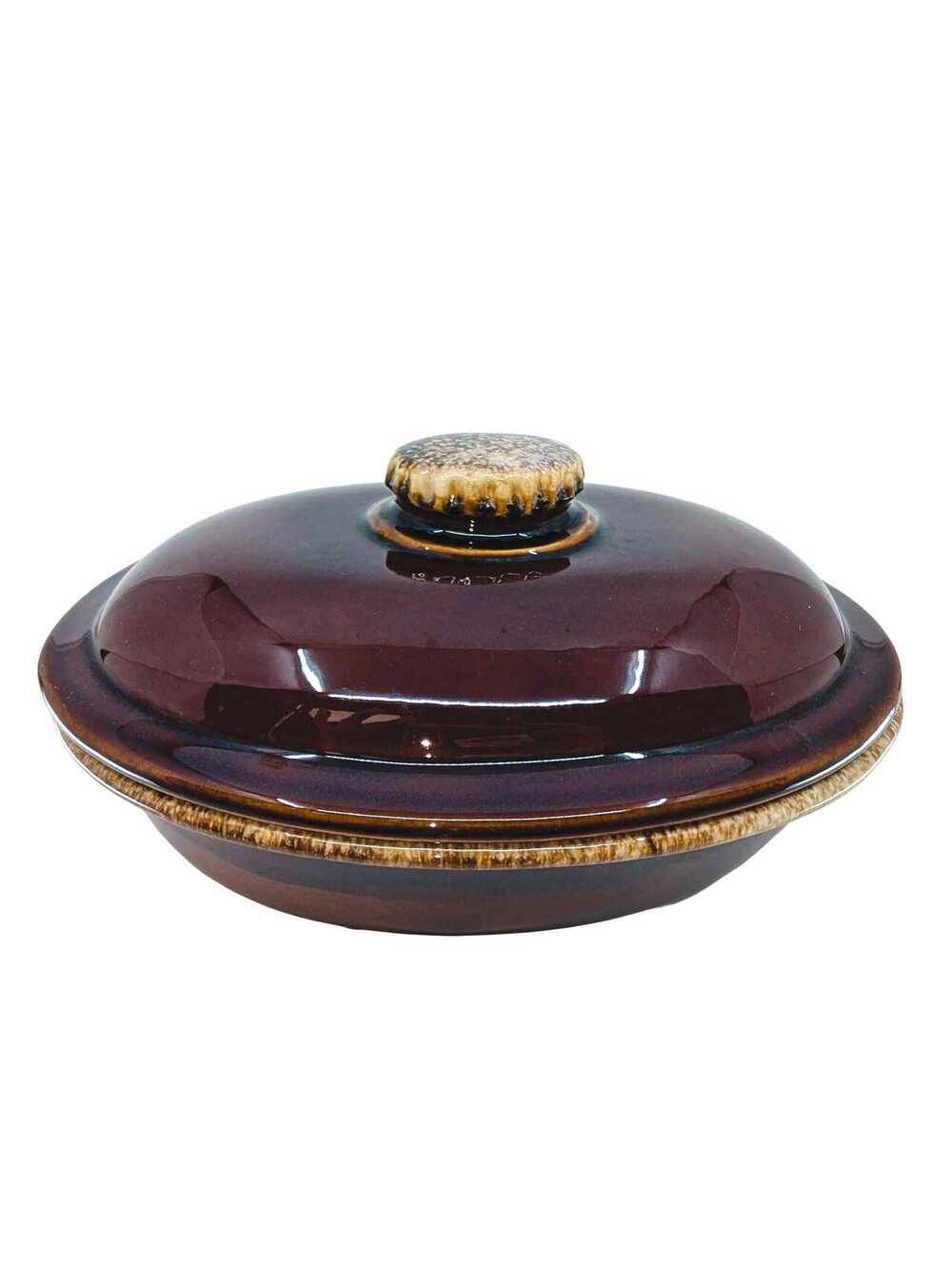 Vintage Hull Pottery Brown Drip Glaze Covered Casserole Dish with Lid